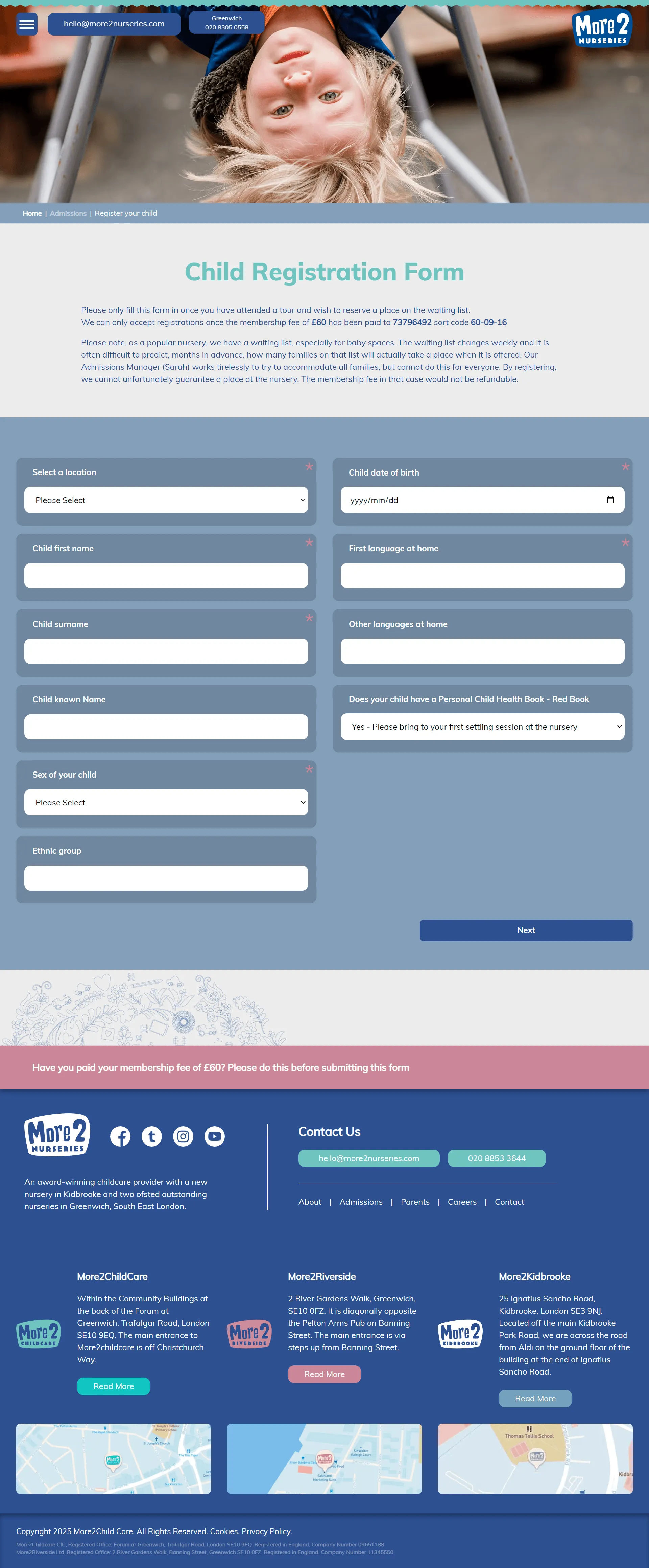 Child Registration Page